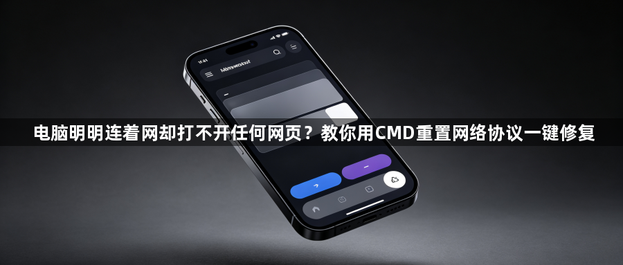 电脑明明连着网却打不开任何网页？教你用CMD重置网络协议一键修复1